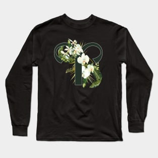 Aries Horoscope Zodiac White Orchid Design Long Sleeve T-Shirt